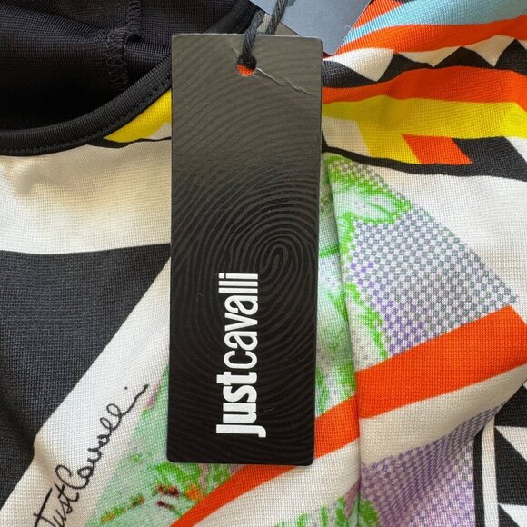 NWT Just Cavalli Bodycon Graphic Print Palm Tree Knee Length Dress Size 42 - Picture 6 of 13